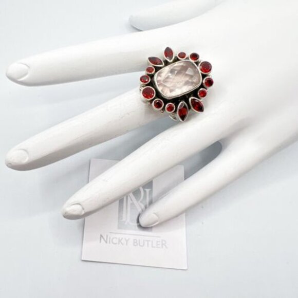 🌟NICKY BUTLER One of a Kind 925 Silver Rose Quartz Garnet Size 9 Ring NE… - Picture 2 of 15